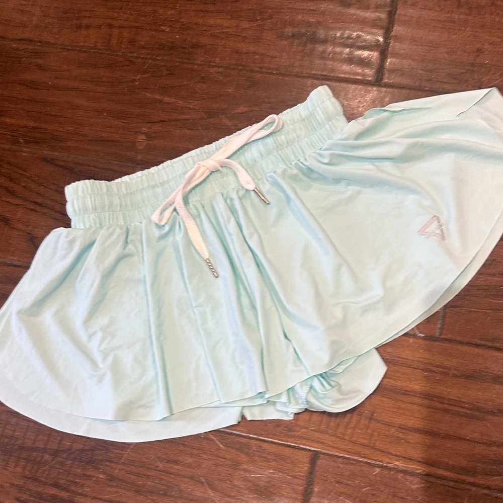 Keiki Kona 2n1 Flowy Butterfly Mint‎ Athletic Skort with Drawstring